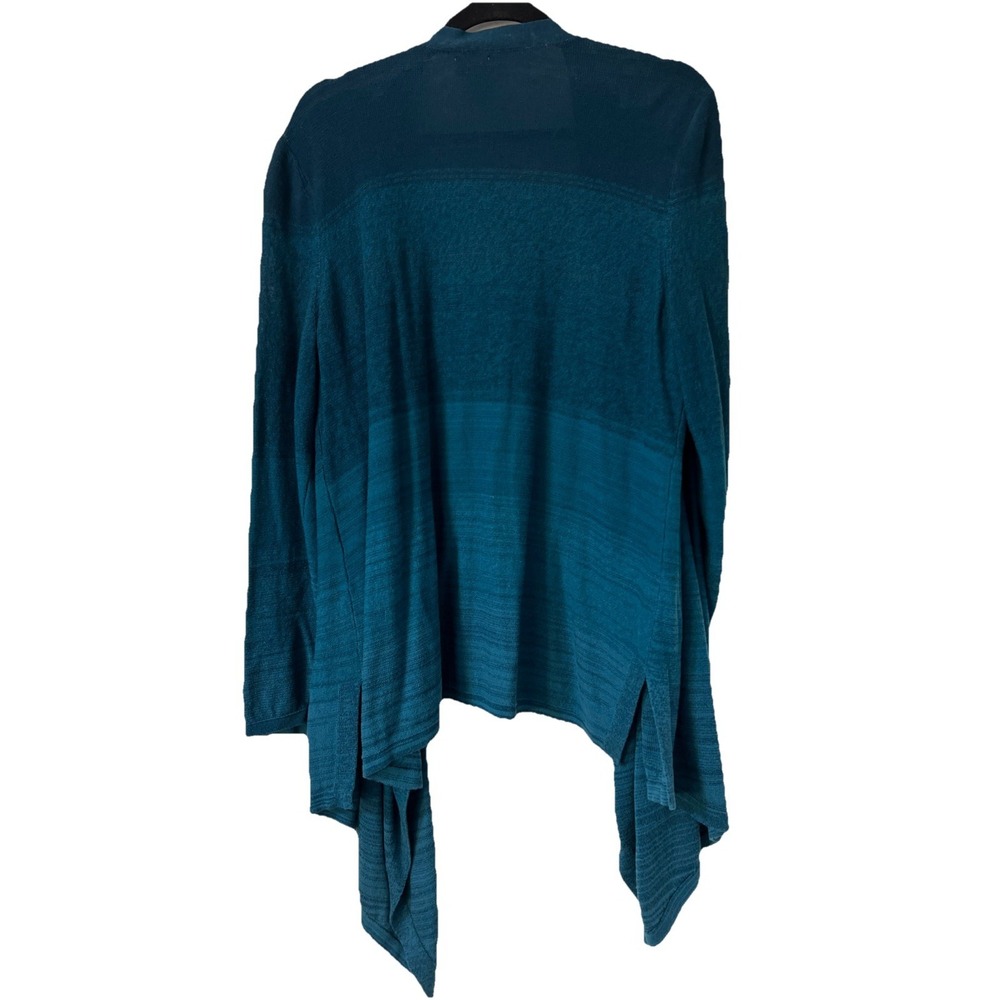 Chicos Sweater Womens 3 US XL Ombré Blue Waterfall Cardigan Open Front Knit - Picture 3 of 6